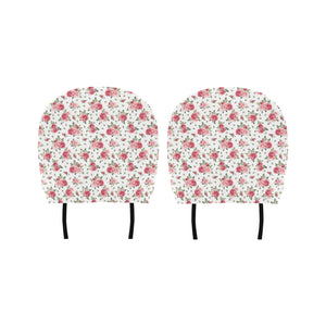 Rose Pattern Print Design 02 Car Headrest Cover