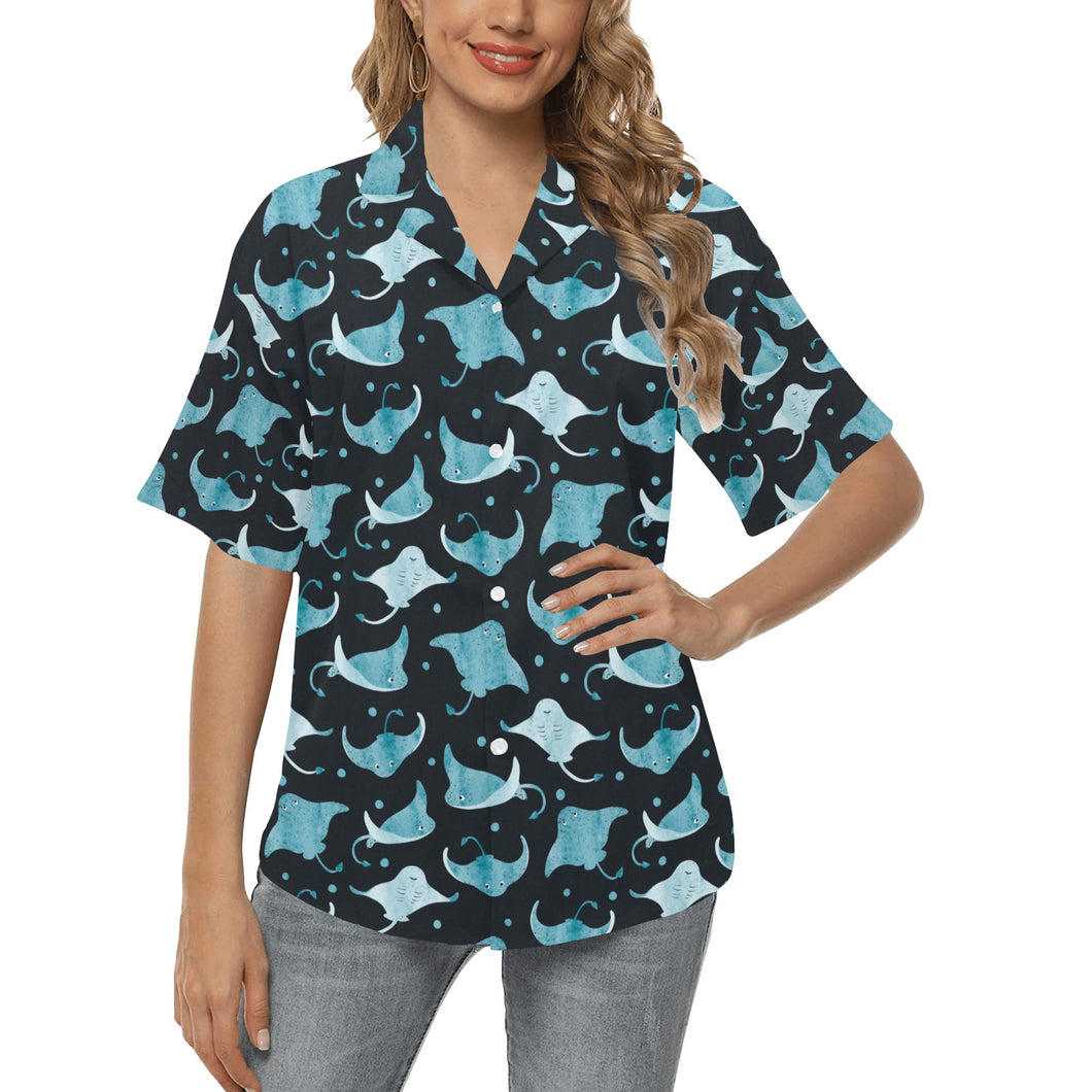 Stingray Pattern Print Design 04 Women's All Over Print Hawaiian Shirt