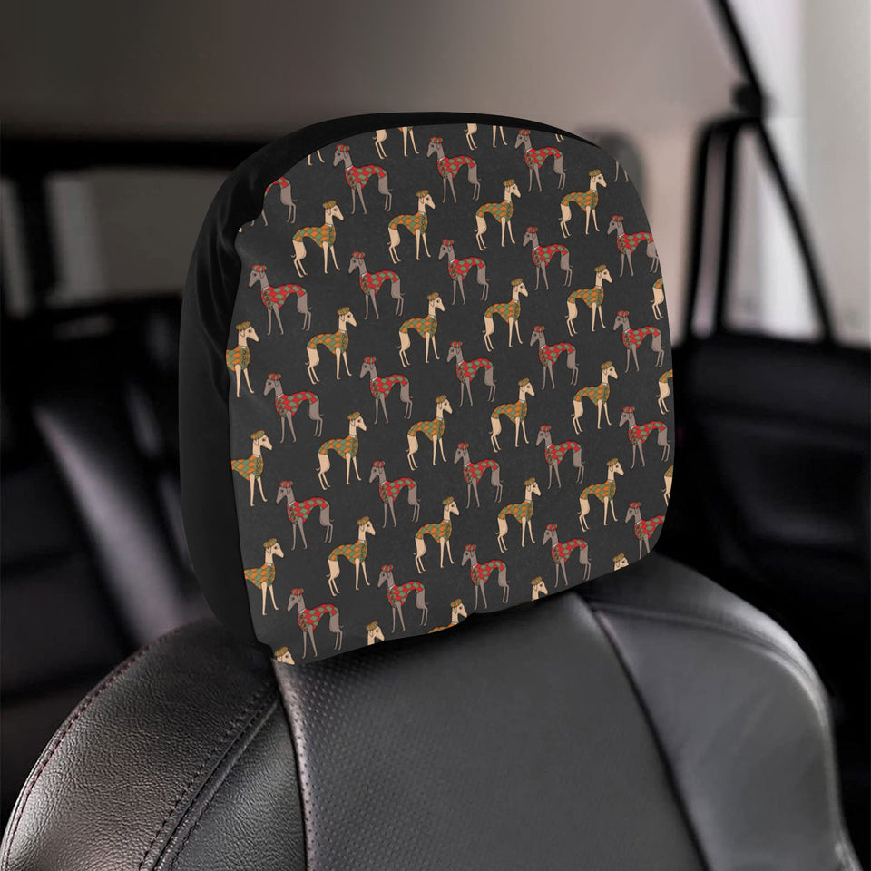 Greyhound Pattern Print Design 01 Car Headrest Cover