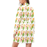 Sandwich Pattern Print Design 02 Women's Long Sleeve Belted Night Robe