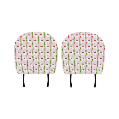 Llama Cactus Pattern Car Headrest Cover