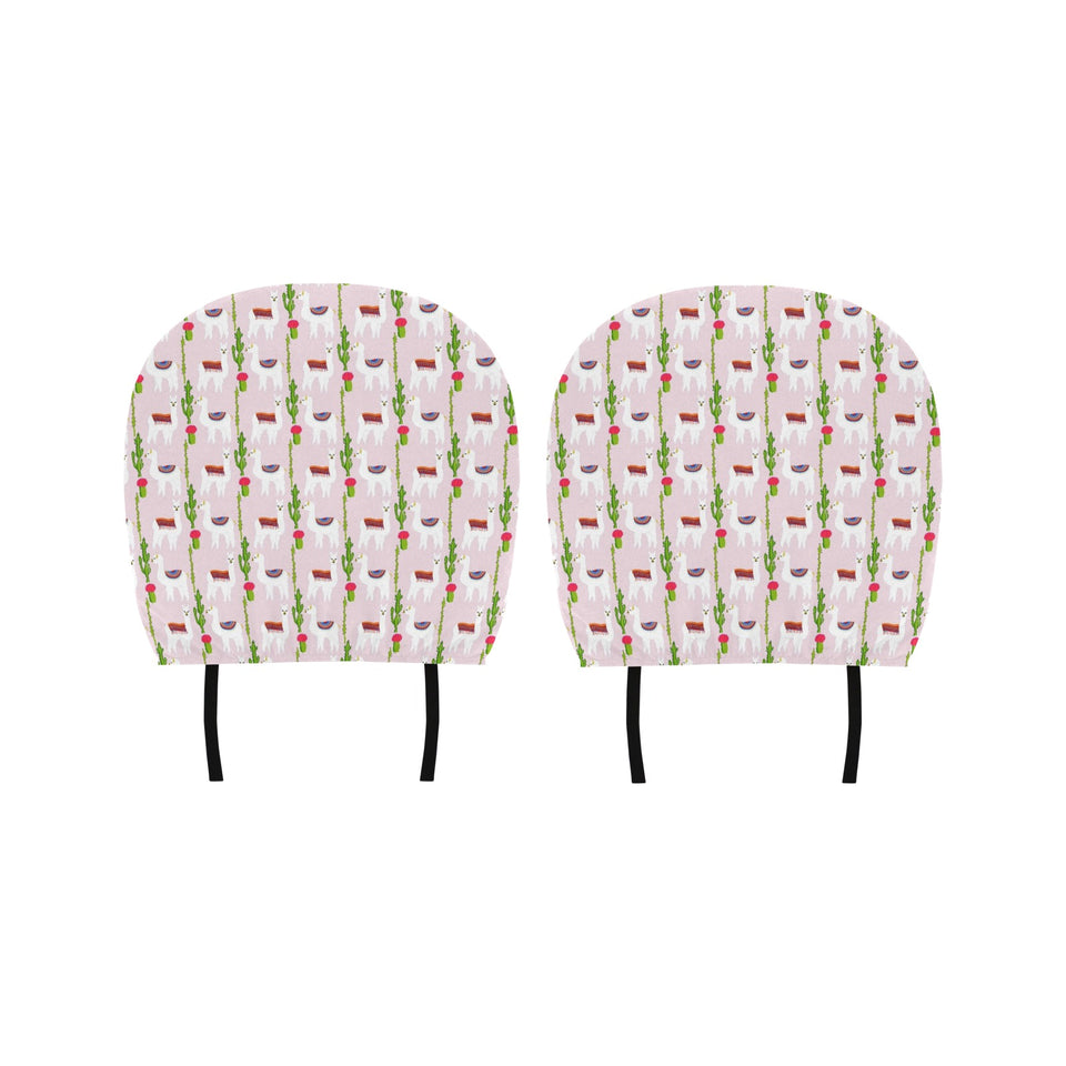 Llama Cactus Pattern Car Headrest Cover