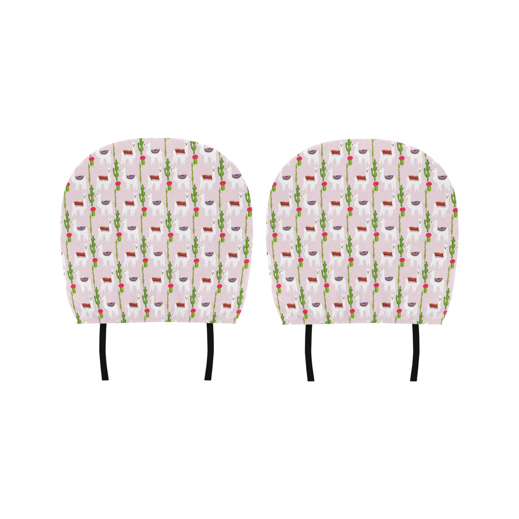 Llama Cactus Pattern Car Headrest Cover