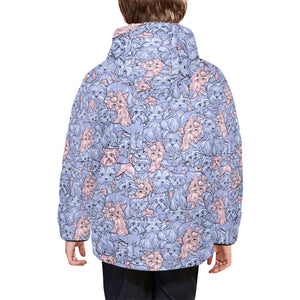 Yorkshire Terrier Pattern Print Design 02 Kids' Boys' Girls' Padded Hooded Jacket