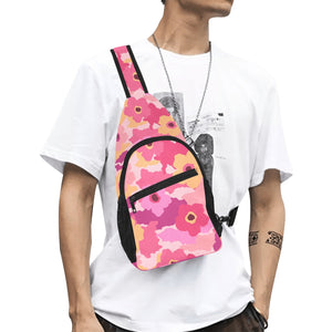 Pink Camo Camouflage Flower Pattern All Over Print Chest Bag