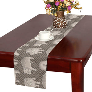 Hippopotamus Pattern Print Design 04 Table Runner