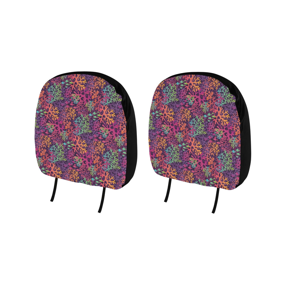 Coral Reef Pattern Print Design 03 Car Headrest Cover