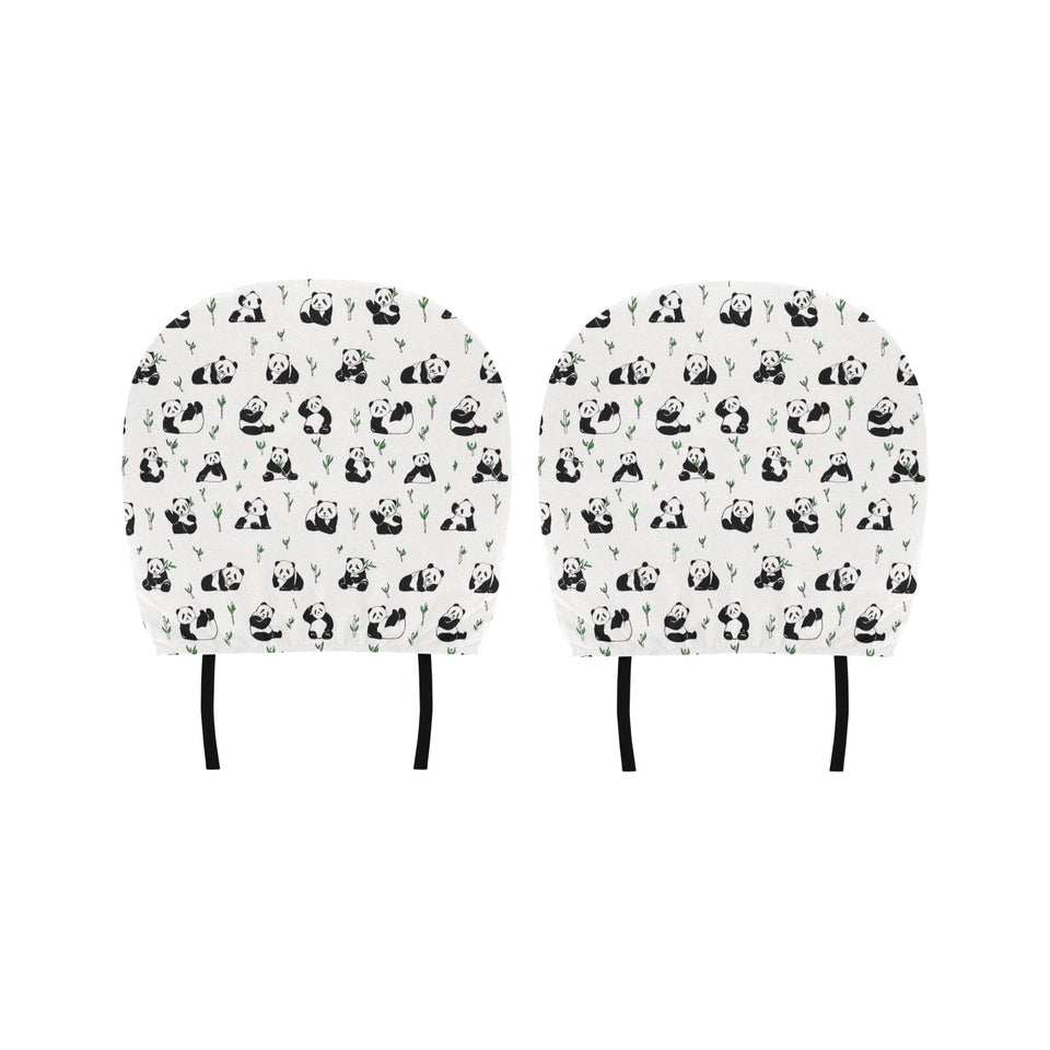 Panda Pattern Background Car Headrest Cover