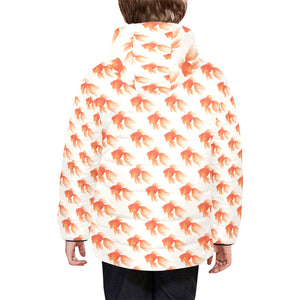 Goldfish Pattern Print Design 05 Kids' Boys' Girls' Padded Hooded Jacket