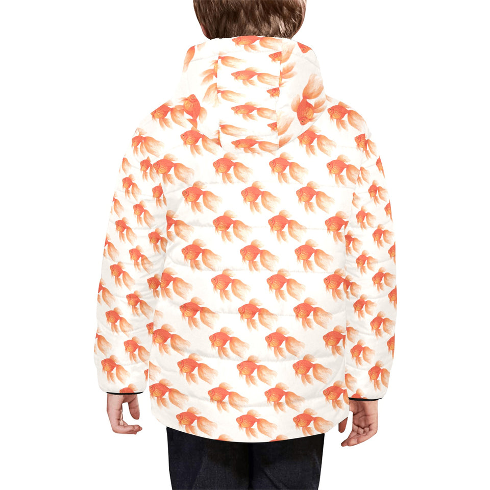 Goldfish Pattern Print Design 05 Kids' Boys' Girls' Padded Hooded Jacket