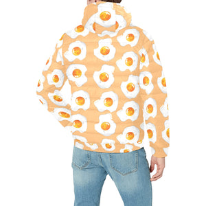 Fried Eggs Pattern Print Design 01 Men's Padded Hooded Jacket(ModelH42)