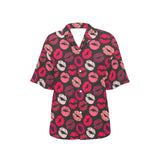 Lips Pattern Print Design 02 Women's All Over Print Hawaiian Shirt