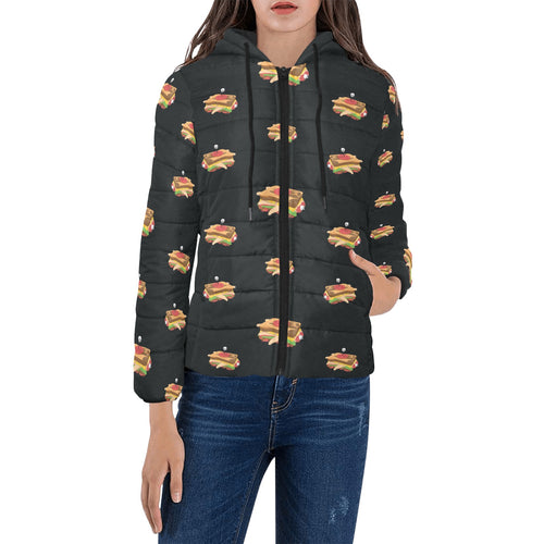 Sandwich Pattern Print Design 03 Women's Padded Hooded Jacket