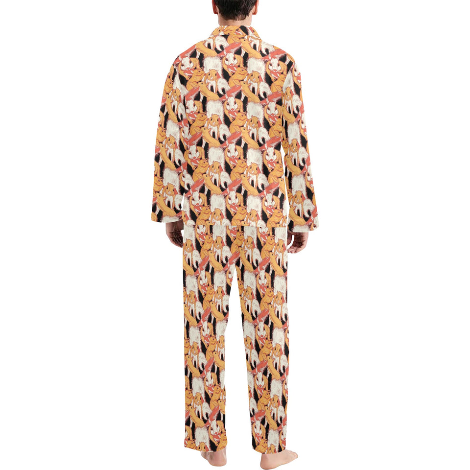 Squirrel Pattern Print Design 04 Men's Long Pajama Set