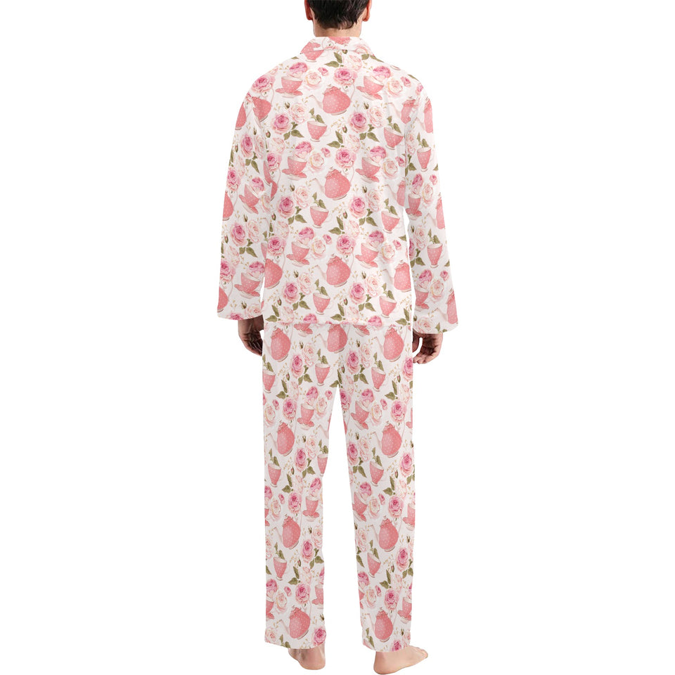 Tea pots Pattern Print Design 04 Men's Long Pajama Set