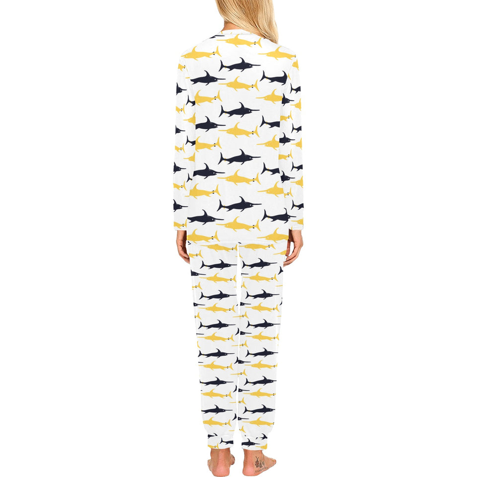 Swordfish Pattern Print Design 05 Women's All Over Print Pajama Set