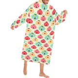 Ladybug Pattern Print Design 02 Blanket Robe with Sleeves