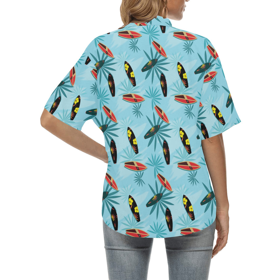 Surfboard Pattern Print Design 03 Women's All Over Print Hawaiian Shirt