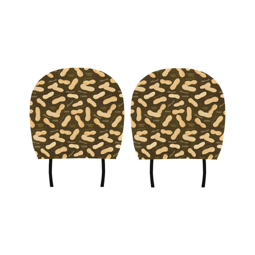 Peanut Pattern Green Background Car Headrest Cover