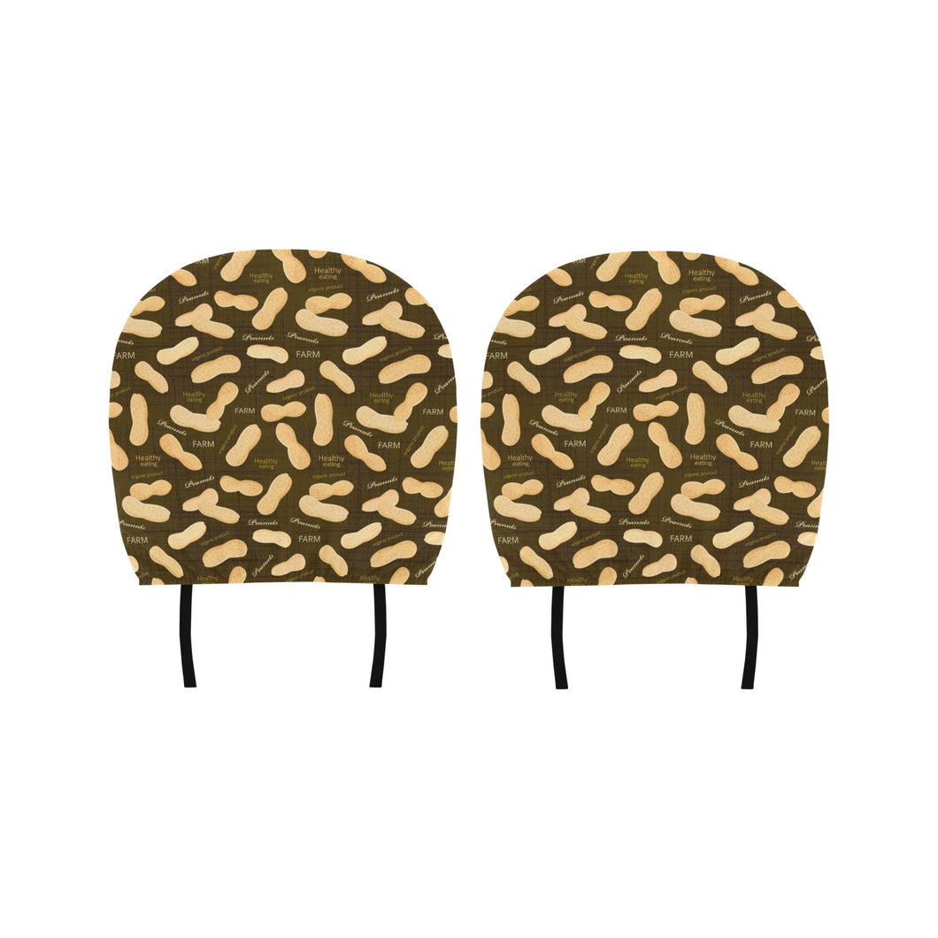 Peanut Pattern Green Background Car Headrest Cover