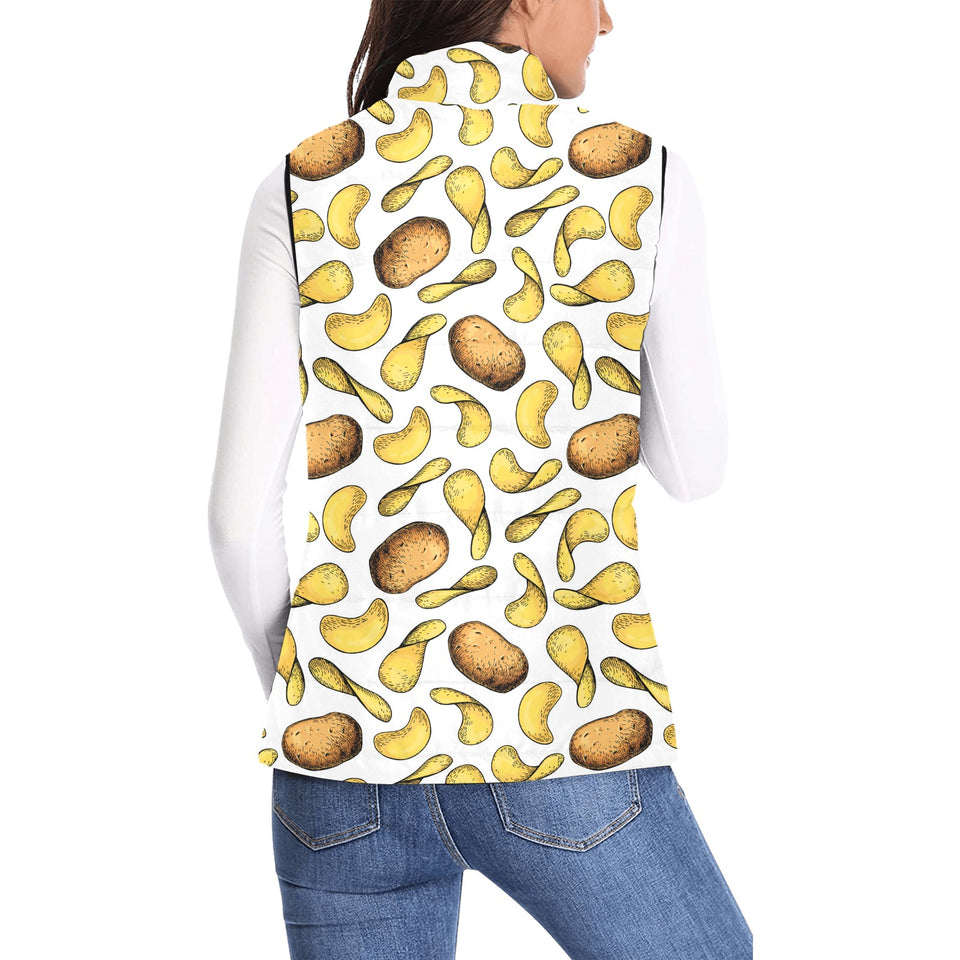 Potato Chips Pattern Print Design 01 Women's Padded Vest