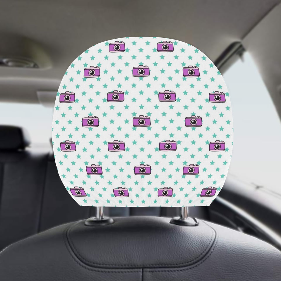 Camera Pattern Print Design 03 Car Headrest Cover