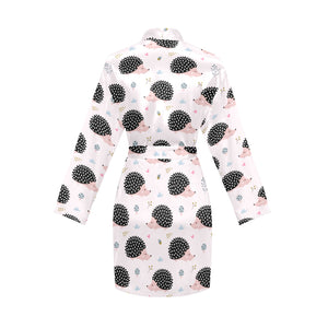 Hedgehog Pattern Print Design 04 Women's Long Sleeve Belted Night Robe