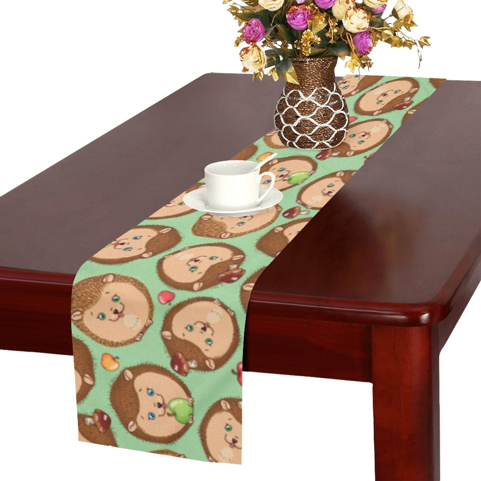 Hedgehog Pattern Print Design 01 Table Runner