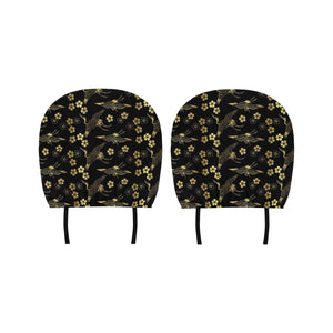 Gold Japanese Theme Pattern Car Headrest Cover