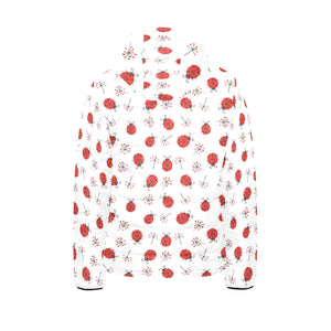 Ladybug Pattern Print Design 04 Kids' Boys' Girls' Padded Hooded Jacket