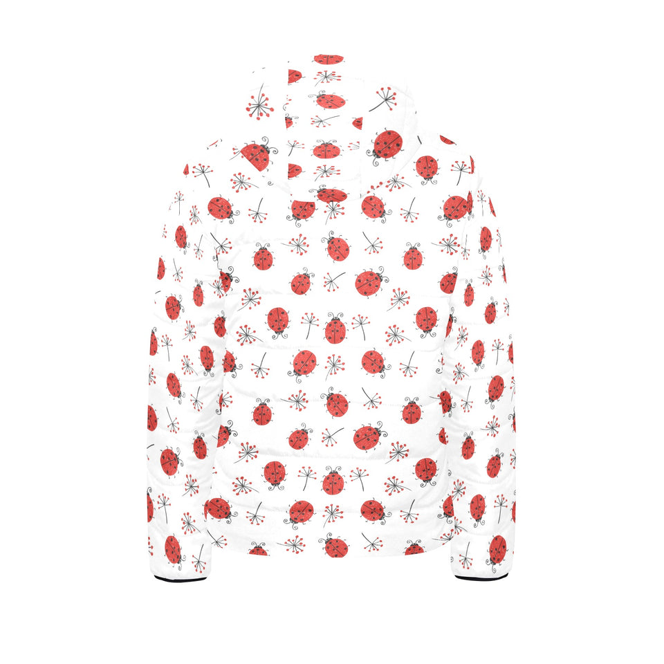 Ladybug Pattern Print Design 04 Kids' Boys' Girls' Padded Hooded Jacket