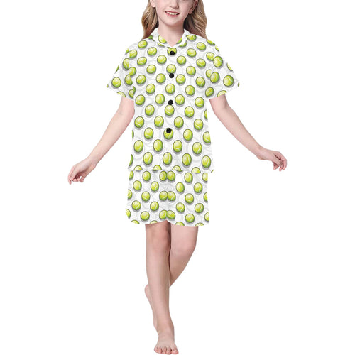 Tennis Pattern Print Design 05 Kids' Boys' Girls' V-Neck Short Pajama Set