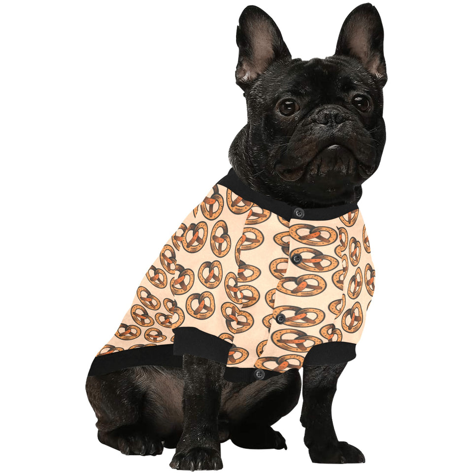 Pretzels Pattern Print Design 02 All Over Print Pet Dog Round Neck Fuzzy Shirt