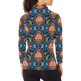 Indian Traditional Pattern Women's Long Sleeve Polo Shirt