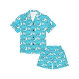 Seagull Pattern Print Design 02 Kids' Boys' Girls' V-Neck Short Pajama Set