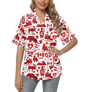 Canada Pattern Print Design 04 Women's All Over Print Hawaiian Shirt