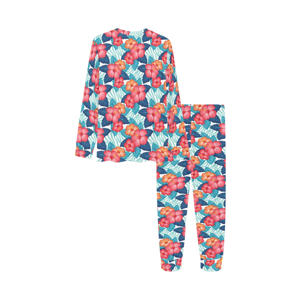 Hibiscus Pattern Print Design 05 Kids' Boys' Girls' All Over Print Pajama Set