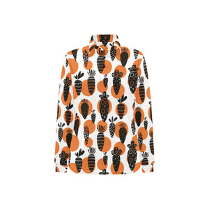 Carrot Pattern Print Design 02 Women's Long Sleeve Polo Shirt