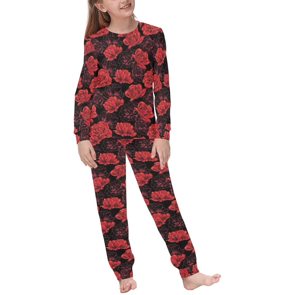 Rose Pattern Print Design 01 Kids' Boys' Girls' All Over Print Pajama Set