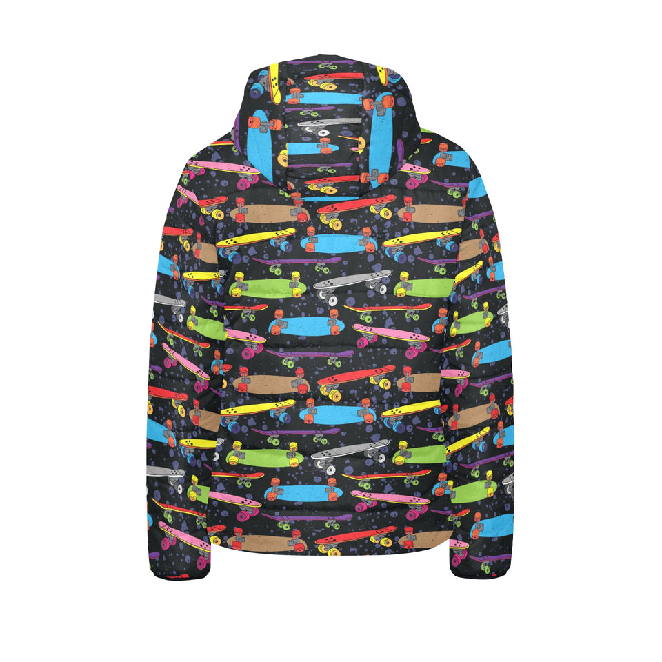 Skate Board Pattern Print Design 03 Kids' Boys' Girls' Padded Hooded Jacket