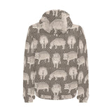 Hippopotamus Pattern Print Design 04 Men's Padded Hooded Jacket(ModelH42)