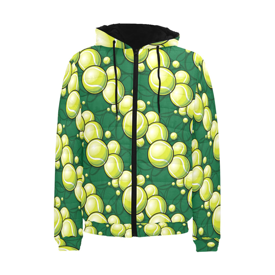 Tennis Pattern Print Design 04 Men's Padded Hooded Jacket(ModelH42)