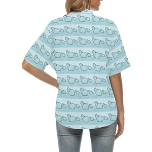 Hippopotamus Pattern Print Design 02 Women's All Over Print Hawaiian Shirt