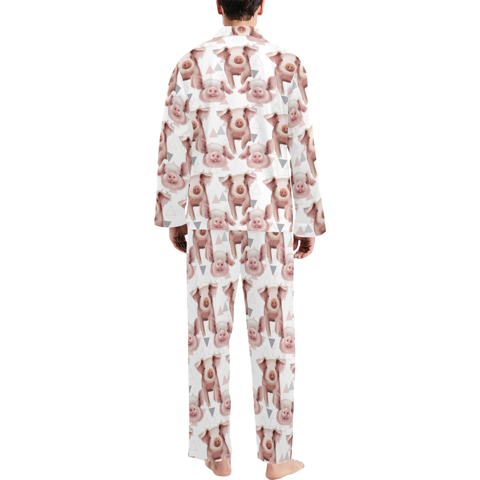 Pig Pattern Print Design 04 Men's Long Pajama Set