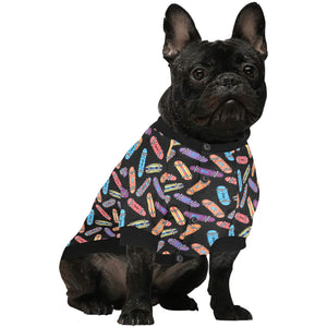 Skate Board Pattern Print Design 04 All Over Print Pet Dog Round Neck Fuzzy Shirt