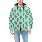 Piano Pattern Print Design 04 Men's Padded Hooded Jacket(ModelH42)