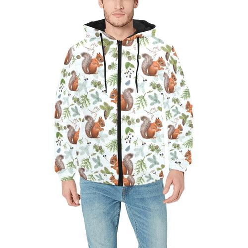 Squirrel Pattern Print Design 02 Men's Padded Hooded Jacket(ModelH42)