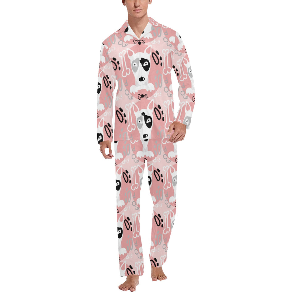 Bull Terrier Pattern Print Design 03 Men's Long Pajama Set