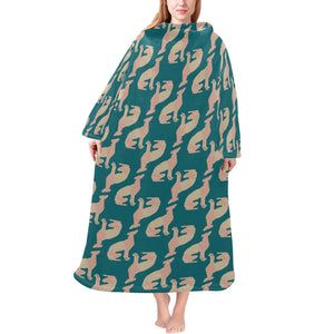 Greyhound Pattern Print Design 05 Blanket Robe with Sleeves