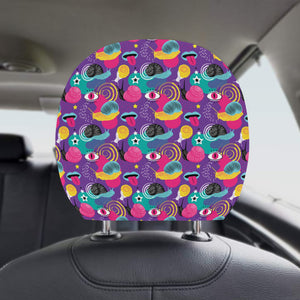 Snail Pattern Print Design 02 Car Headrest Cover